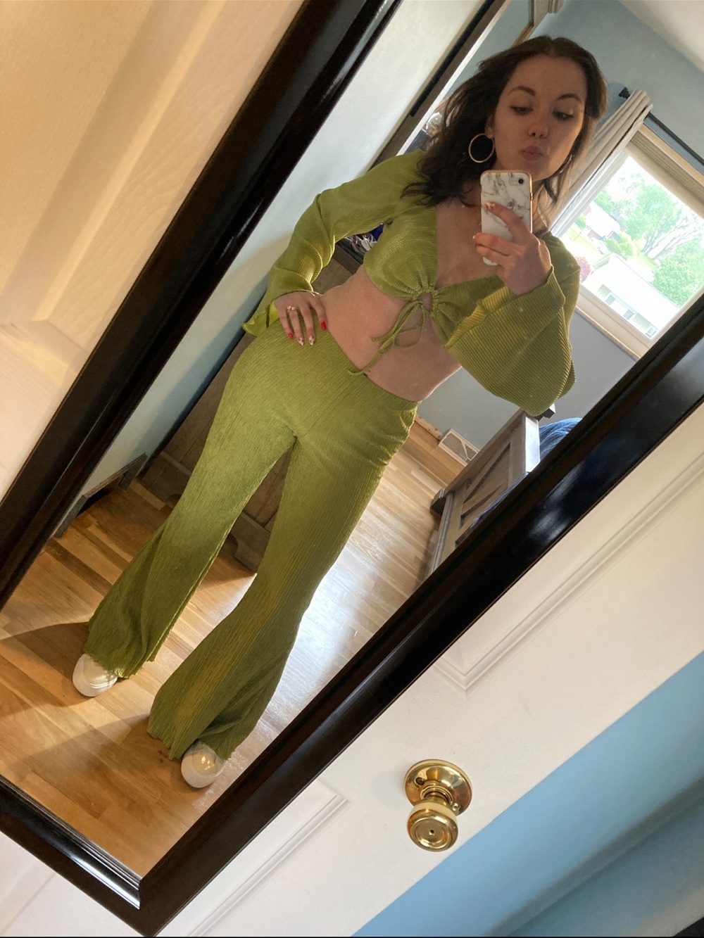 Wild Fable Green Two Piece Plisse Set